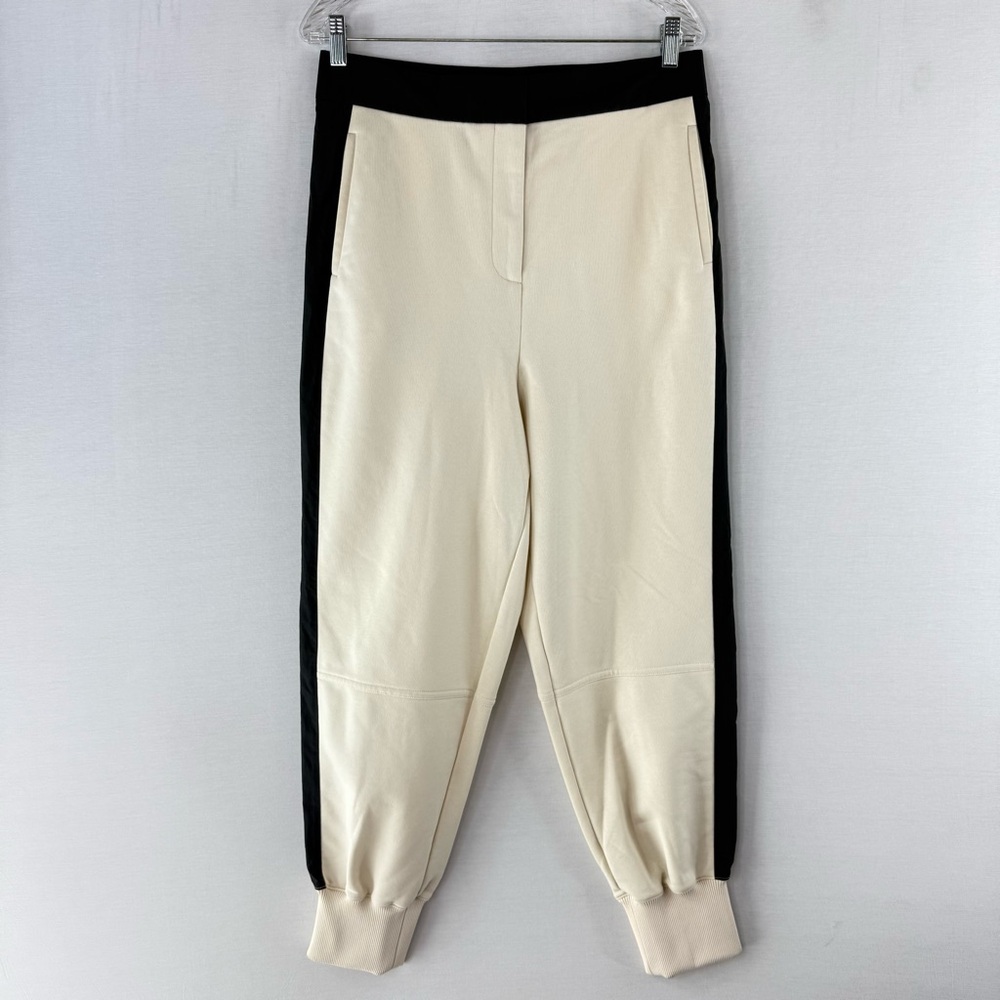 SWEATY BETTY Riley Two-Tone Cream and Black Cuffed Jogger Pants